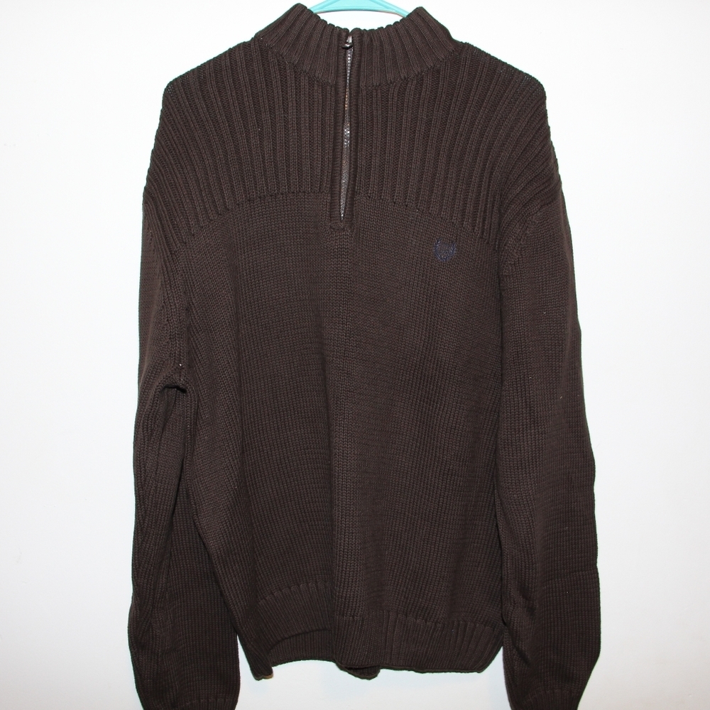 Mens Brown Quarter Zip Chaps Sweater Size XL